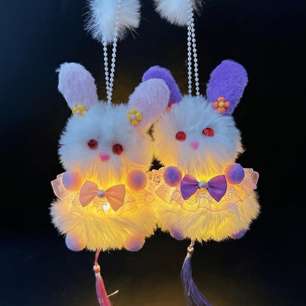 Chinese Style Mid-Autumn Festival Lantern LED Light Plush Rabbit Lantern Parent-Child Activity