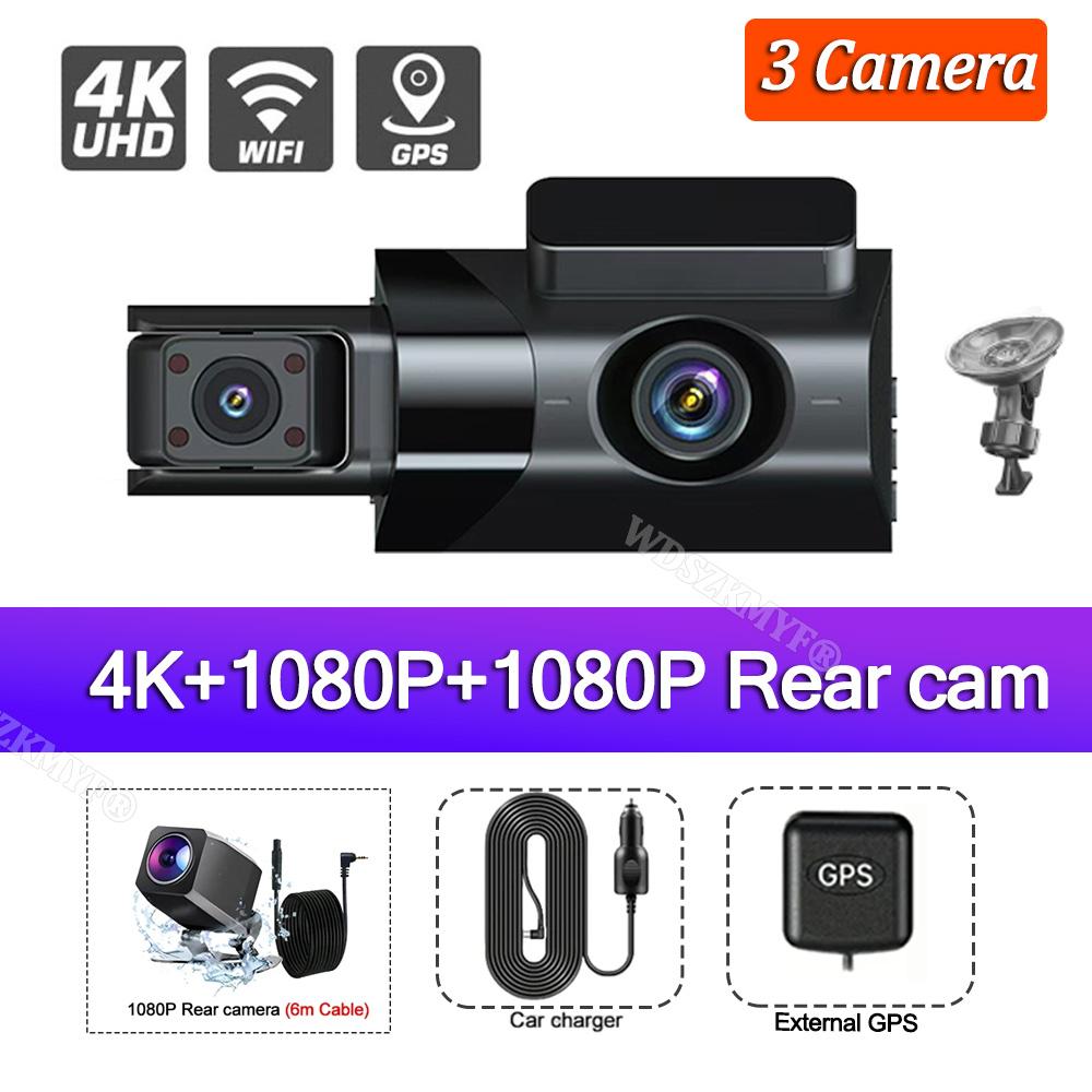 4K Dash Cam for Cars 2/3Channel Car DVR WIFI GPS APP Video Recorder 24H parking monitor Camera for Vehicle  Car Accessories