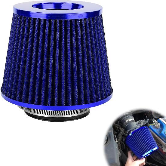 Clamp-on Air Intake Filter, 3/3.5/4 Inch High Flow Vehicle Engine Air Filters Replacement, Washable & Reusable Round Tapered Cone Filters for Cars
