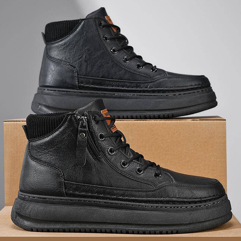 Autumn new retro waterproof Martin boots thick-soled leather high-top casual board shoes 39