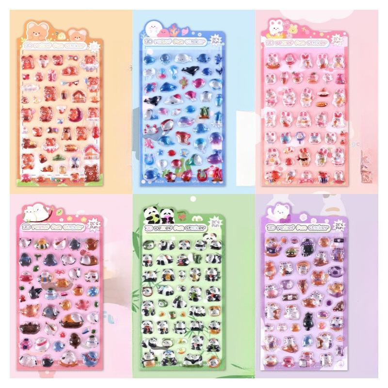 Cute Cartoon Animals Drop 3D Relief Sticker Scrapbooking Diy Diary Phone Case Stationery Sticker Collect Stickers Book Kids Gift