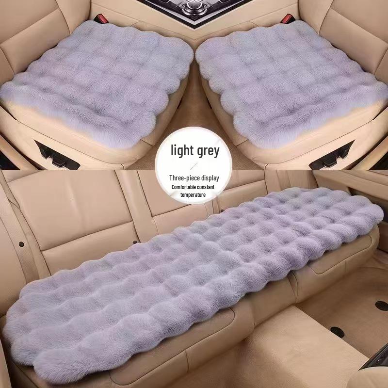 Winter Velvet Car Seat Cushion Set - Thickened Plush, Warm, 3-Piece with Backrest