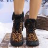 fashion Leopard Print Chunky Platform Ankle Boots for Women 2024 Winter Fashion Plush Warm Snow Boots Woman Thick Sole Fur Cotton Shoes