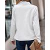 VEZFAA Women's Fashion Casual Spring Autumn Stripe Print Long Sleeve POLO Neck Blouses & Shirts