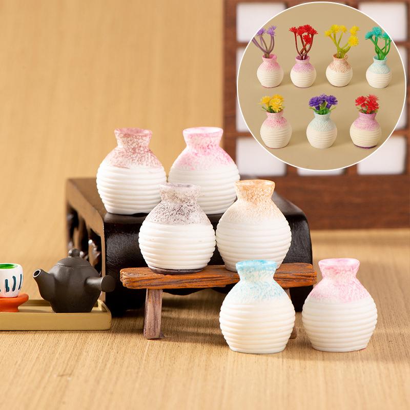 1:12 jarrones antiguos en miniatura para casa de muñecas, arreglos florales, botellas, boca pequeña, jarrón vacío, decoración para el jardín del hogar, accesorios para casa de muñecas