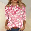Women's Casual Floral Print Three Quarter Sleeve Round Neck Top Lightweight Comfortable Fit Versatile Everyday Wear