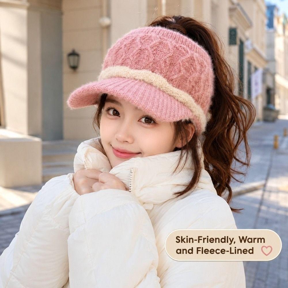 Warm Knitted Beanie Hat Empty Top Winter Warm Hat Fashion Baseball Cap Outdoor