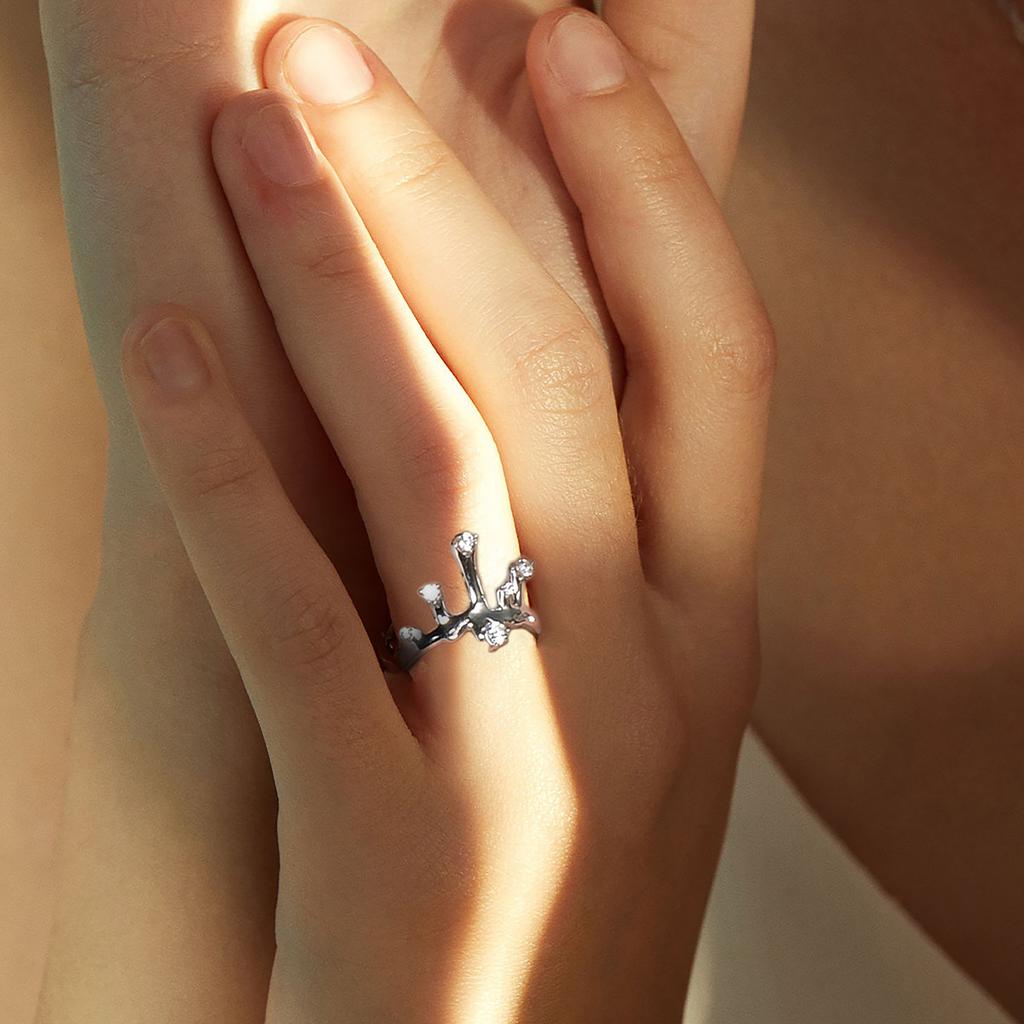 925 Sterling Modern Silver Adjustable Ring For Women With Trendy Design Geometric