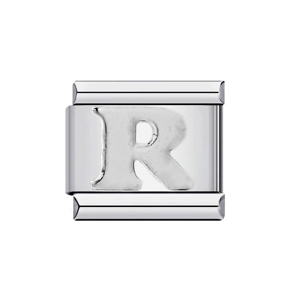 26 English A-Z Letter Name Custom Silver Color 9mm Link Charms Italian Stainless Steel Bracelet DIY Jewelry Making Hand Chain