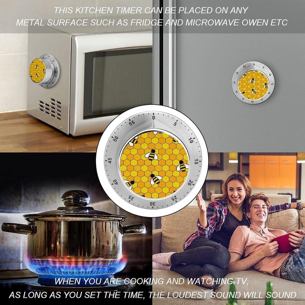 Honey Bees Kitchen Timer Magnetic Backing Timer Clock for Kitchen Cooking Work