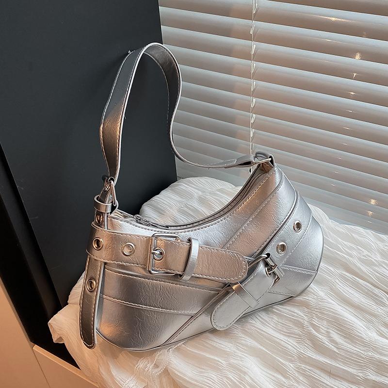 Summer new trend locomotive style Spice girl out casual versatile solid color belt decoration shoulder armpit bag