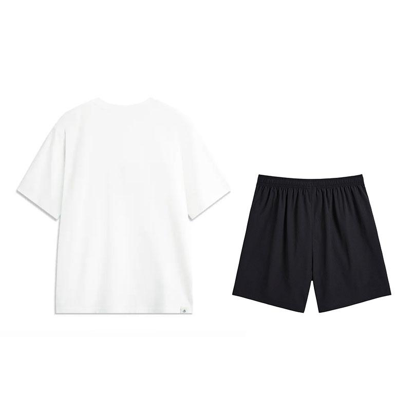 Li-Ning Fashion Print Short Sleeve Cultural Shirt T-Shirt Comfortable Breathable Shorts Casual Sports Suit Unisex suit D61-1+V157-1