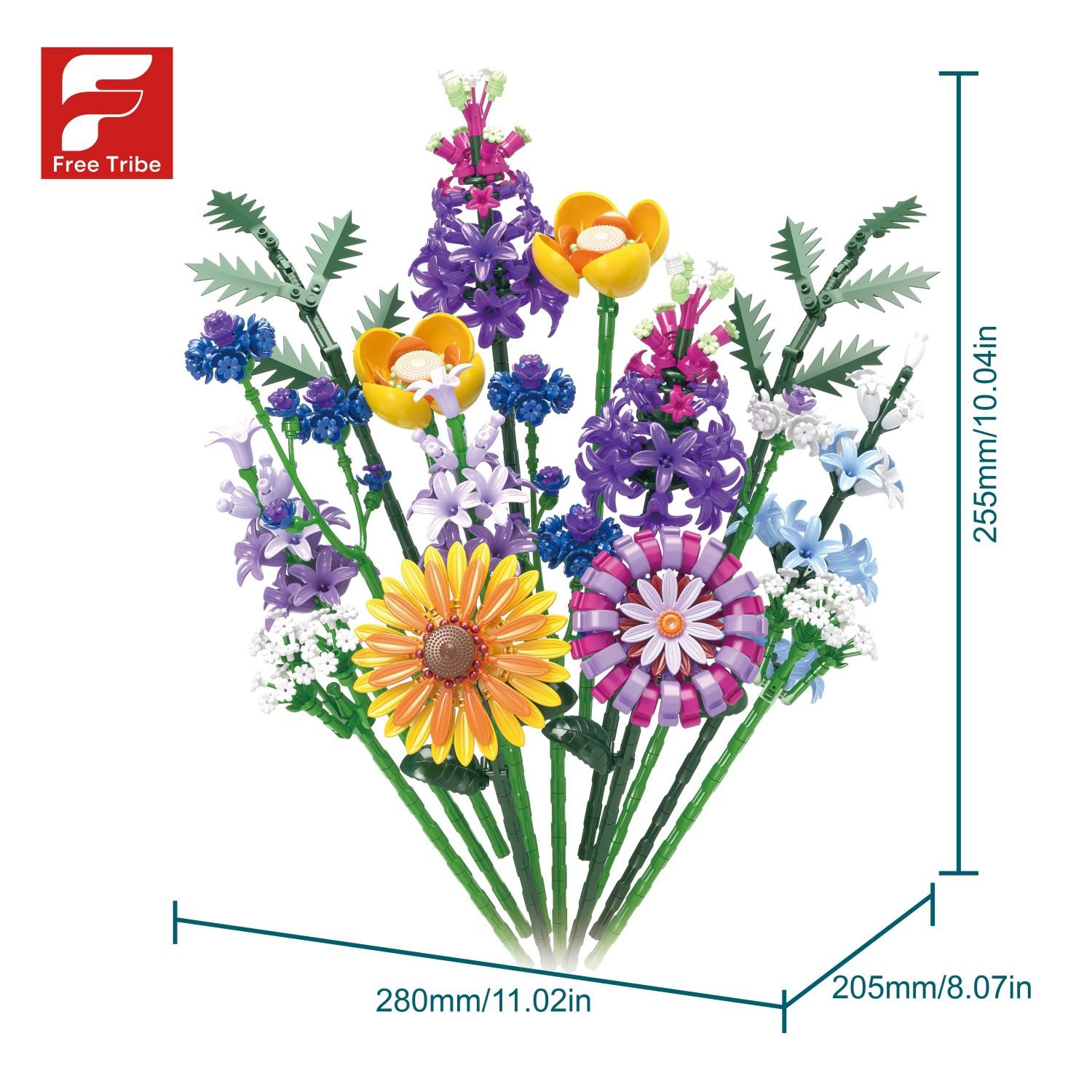1183PCS Bouquet Building Blocks Preserved Flower Arrangement Models Bricks Desktop Decoration Kids Educational DIY Toys Gifts