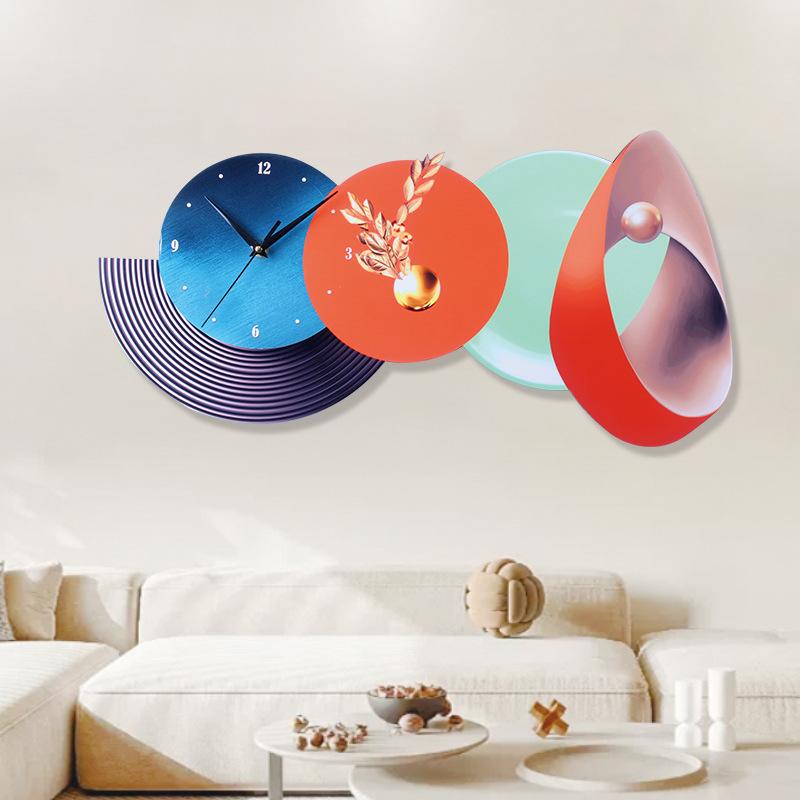 Living Room Wall Clock, Atmosphere Light Painting, Decorative Painting, New Chinese Style Sofa Background Wall Mural, High-end Clock