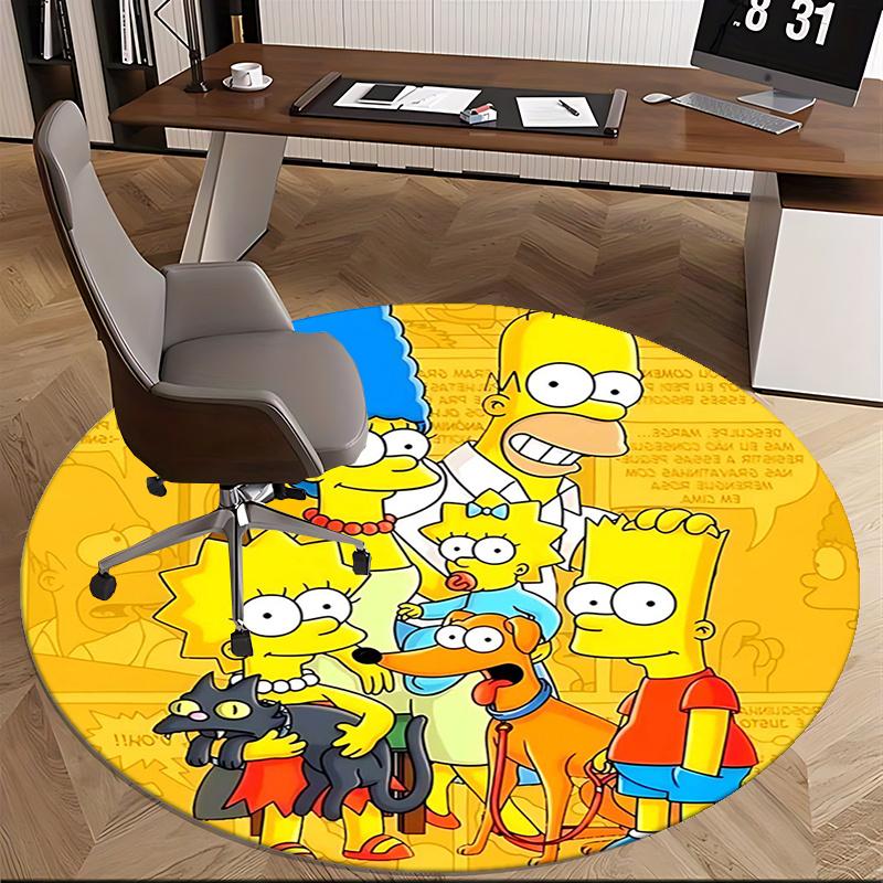 

Simpsons Family, Chair mat Round Rug Office carpet, Machine Washable, Non slip, Suitable for Living Rooms, Bedrooms 150cm