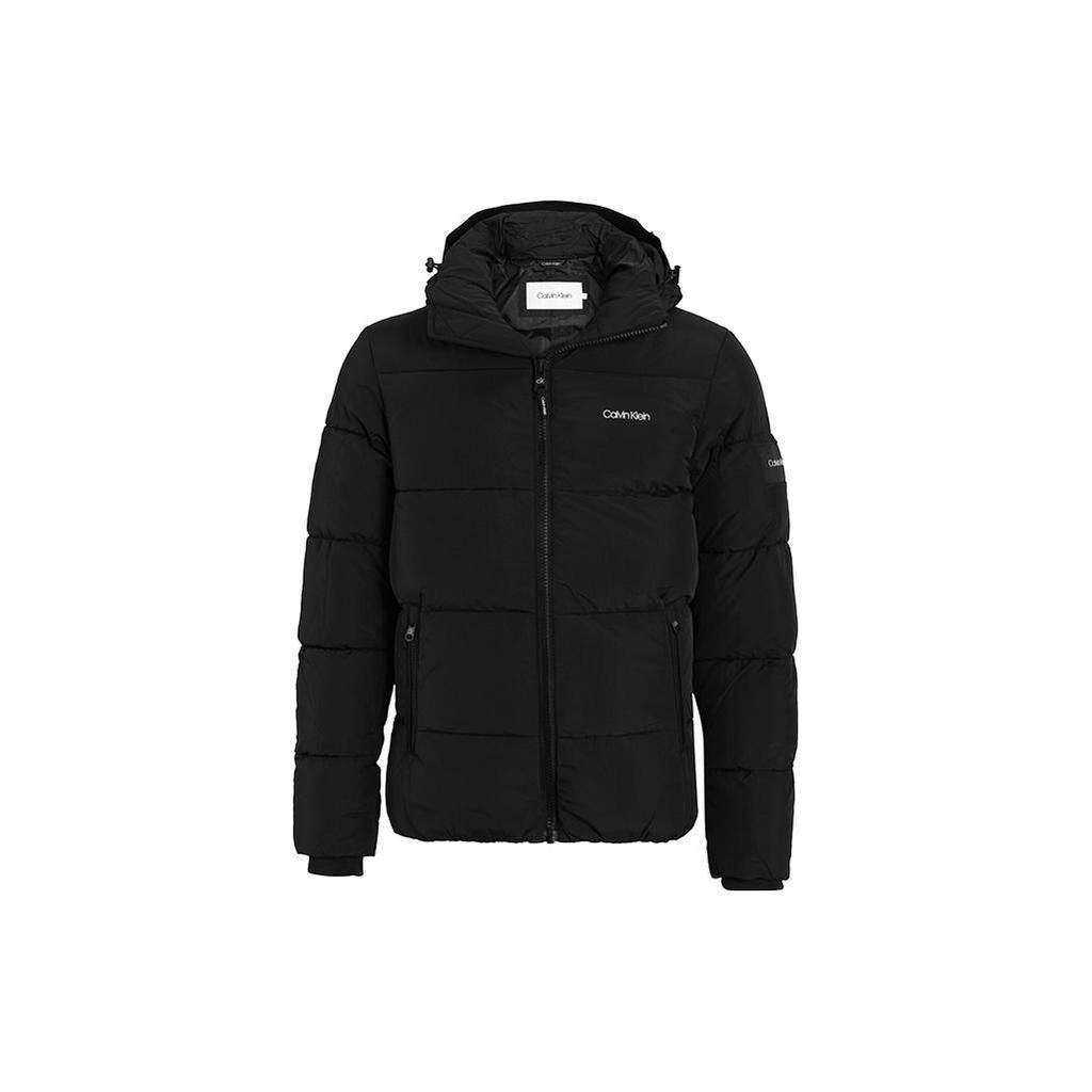 Calvin Klein Logo Printed Thick Hooded Long Sleeve Jacket Men jackets Black K10K107485-BEH