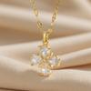 Versatile Niche‑Style Titanium‑Steel Women Necklace, Four‑Petal‑Flower Zircon‑Inlaid Advanced‑Design Collarbone Chain