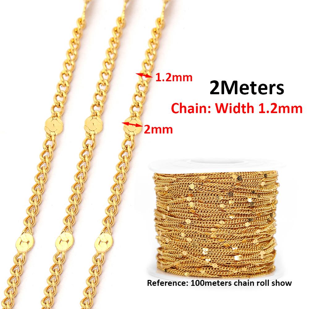 2Meters/1Meter Stainless Steel Chain High Quality Gold Color Chains for Bracelet Necklace Jewelry Making DIY Findings Wholesale