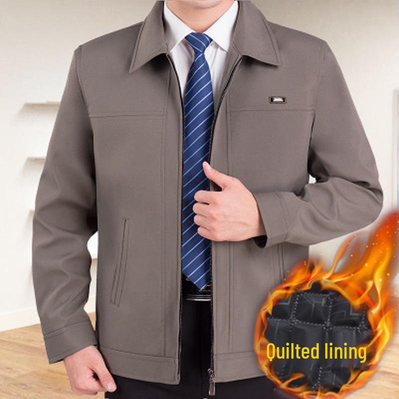 Men's Lapel Jacket - Mid-Aged & Elderly Spring/Autumn/Winter Overcoat Dad's Wear