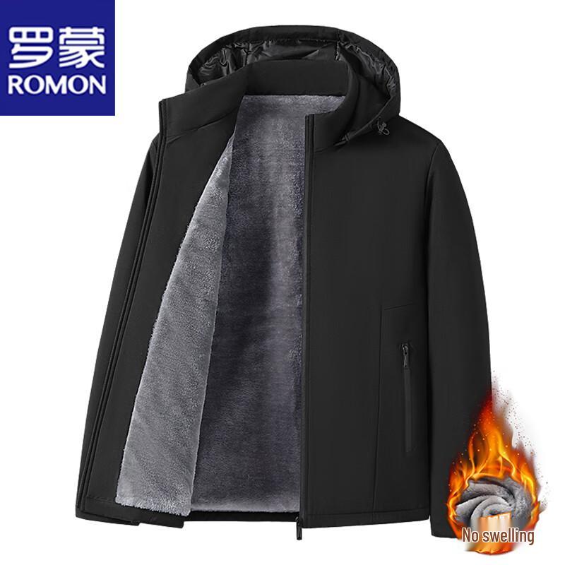 ROMON Men's Hooded Fleece-Lined Padded Jacket