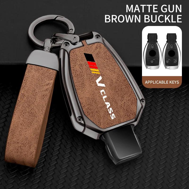 Car TPU Zinc Alloy Key Case Bag For Mercedes Benz V Class Logo Car Key Chain Car Metal Key Shell Interior Decoration Accessories