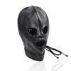 Slave Bdsm Bondage Head Mask PU Leather Hood SM Role Playing Game Erotic Party Mask Fetish Open Mouth and Eye Gimp Adult Sex Toy
