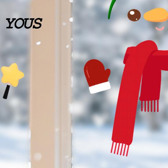 Indoor Outdoor Winter Ornaments Christmas Snowman Static Glass Stickers, Simple Window Clings, Waterproof PVC Clings Holiday Covering for Home