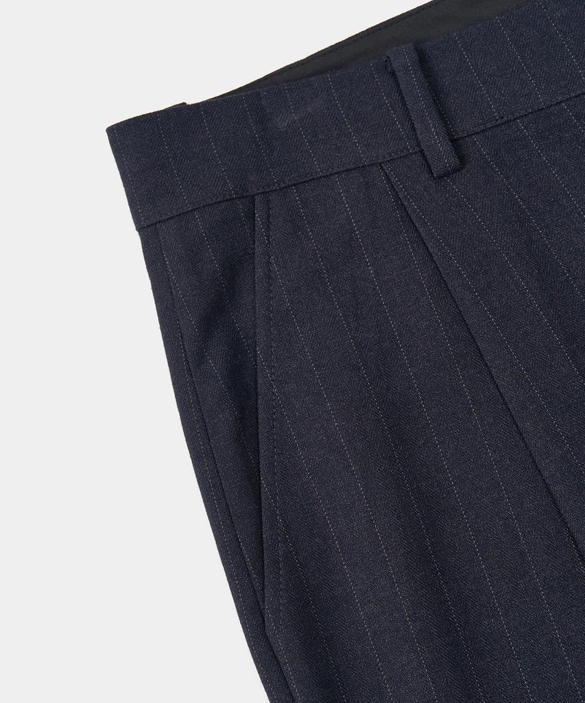 EXCONTAINER Classic One-Pleat Pinstripe Trousers (Navy)