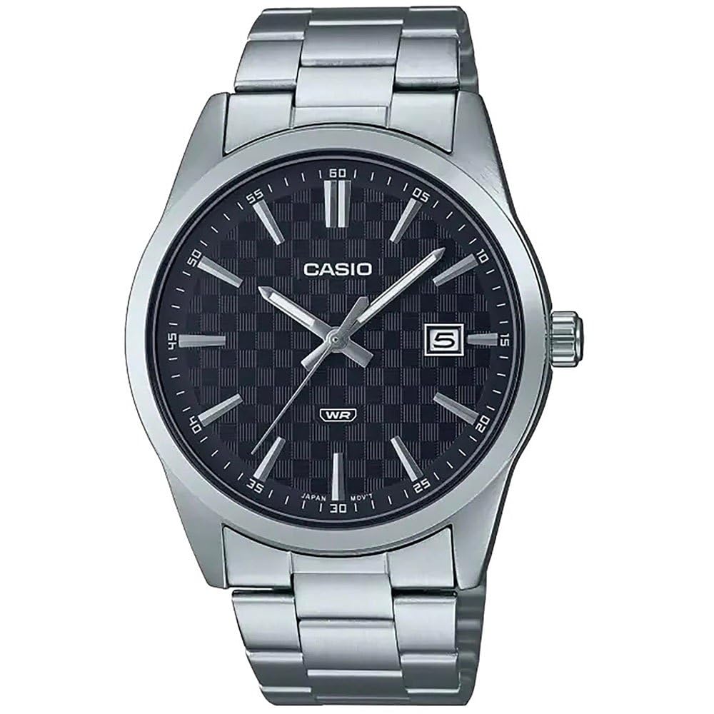 Casio Men s Watch MTP-VD02B-1EUDF Black Dial Silver and Black Bracelet