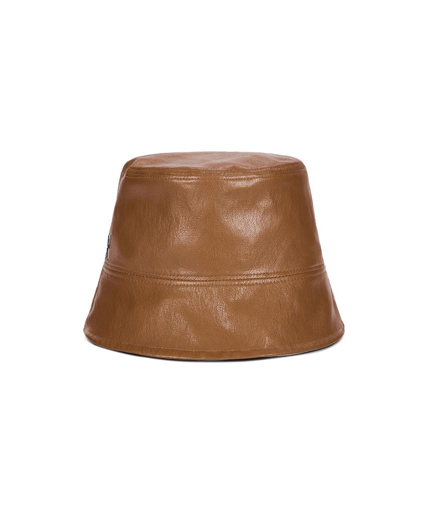 Bajal Va Cubic Stud Vegan Leather Drop Bucket Hat Camel