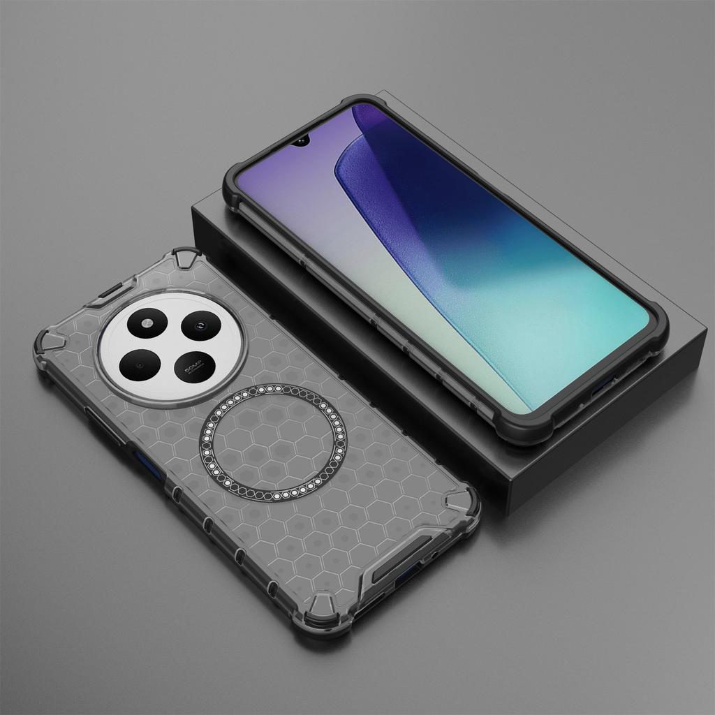 For Xiaomi Poco C75 4G/Redmi 14R 5G/14C 4G Magnetic Case Honeycomb Design TPU+PC Phone Cover