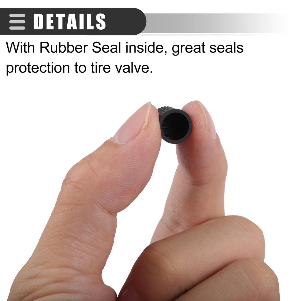 Motoforti Universal Car Tire Valve Caps Vehicle Valve Stem Cover Plastic Black 25pcs