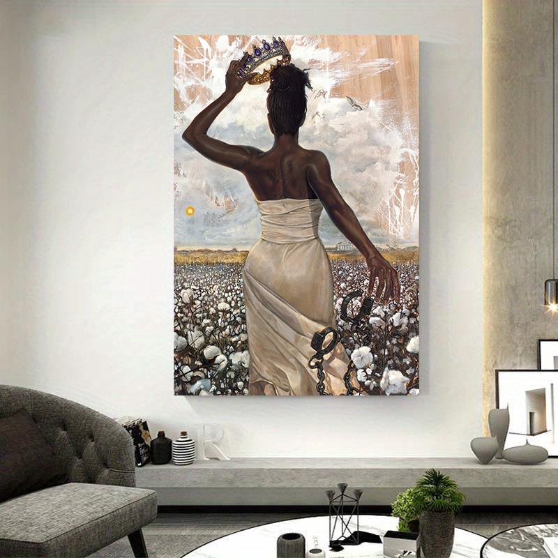 Afrikanische Kunst Kreative Freiheit Krone Schwarze Frauen Wandkunst Leinwand Poster und Drucke Bilder für Wohnzimmerdekoration