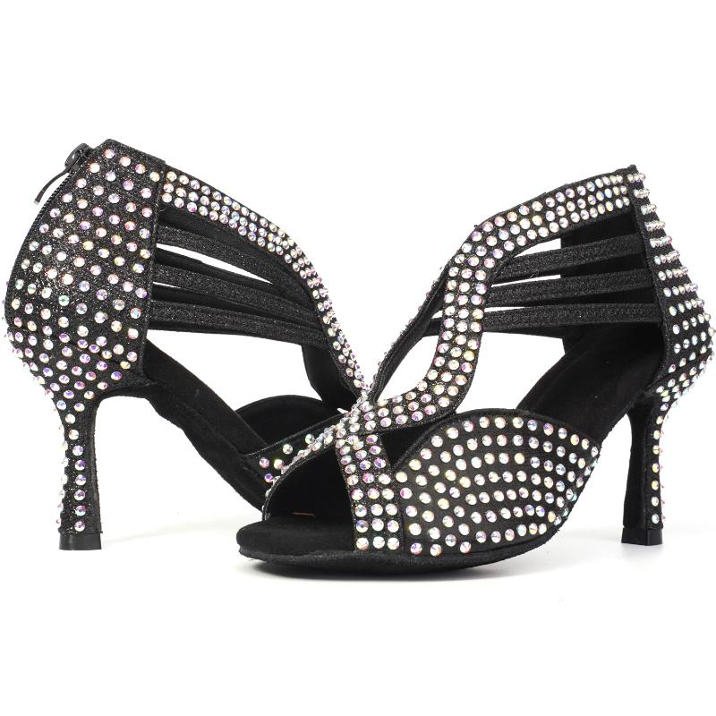 Womens Sequins Dance Shoes Girls Ballroom Party Latin Dance Shoes Jazz Salsa Performance Fashion Dance Shoes Heeled 5/7/9CM