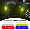 CROLJ1 4PCS Car Door Safety Warning Reflective Mark Sticker Car Sticker for Tesla Model 3 / Y X 2022 2021 Center Console Car Valve Cap
