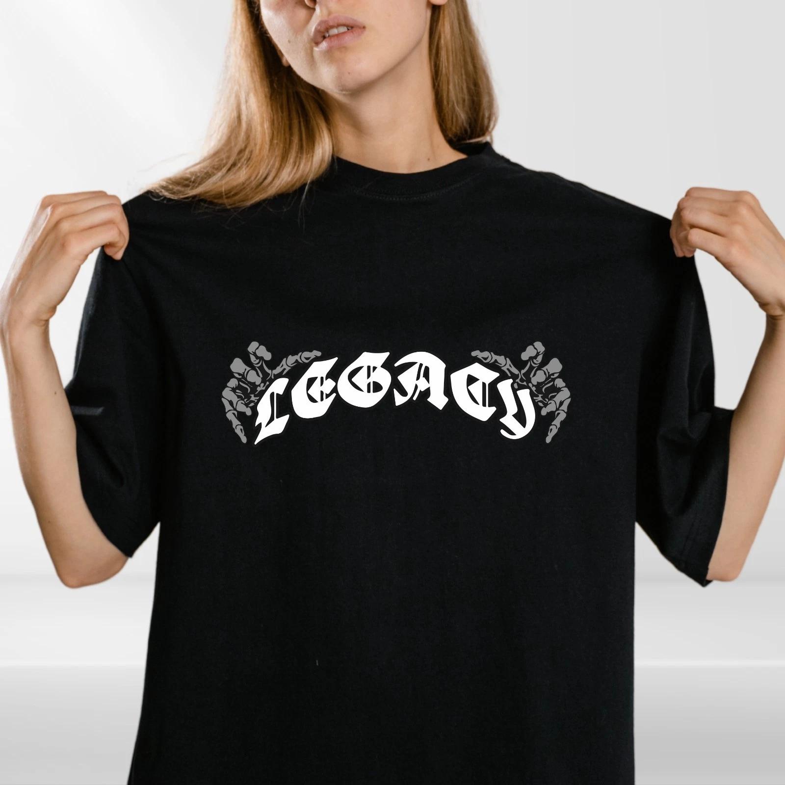 Legacy Skeleton Hands T-Shirt – Gothic Streetwear Tee with Bold Typography, XL