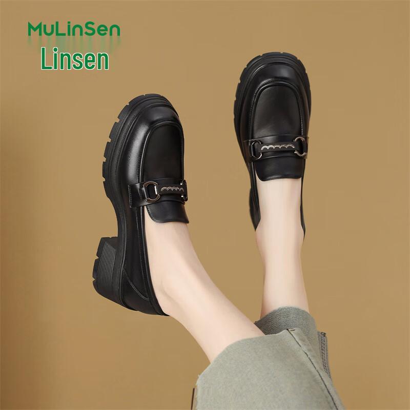 MULINSEN Women s Chunky Heel Slip-on Loafers 37
