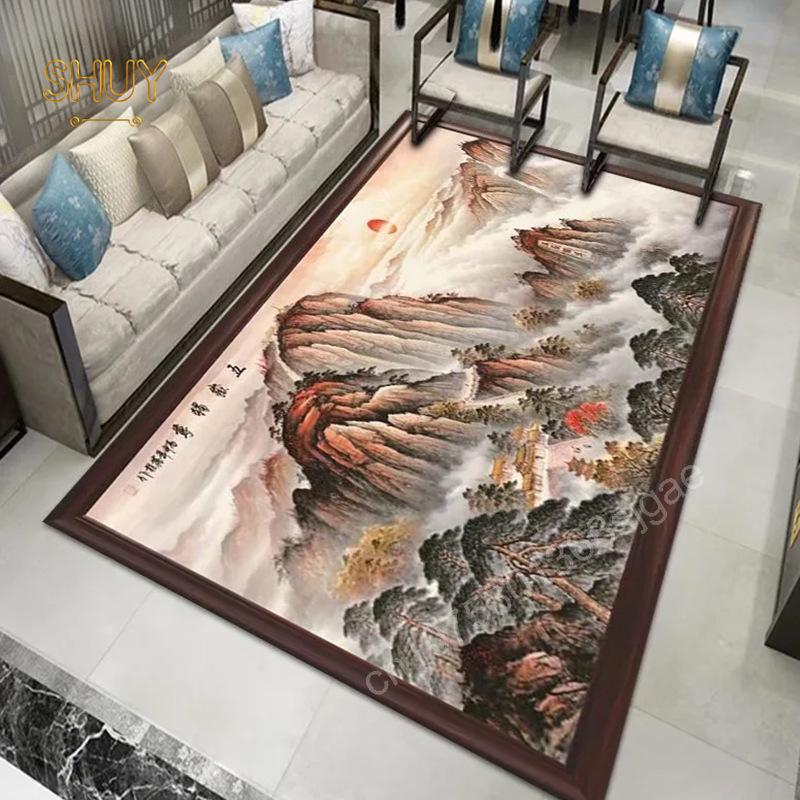 Vintage Neo Chinese Carpet 180x280cm Luxury Felt Rug Non-slip Living Room Decoration Aesthetic High Quality