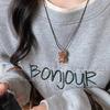 Cute Coffee Plush Bear Necklace Girls Versatile Sweater Chain Childlike Student Party Accessories