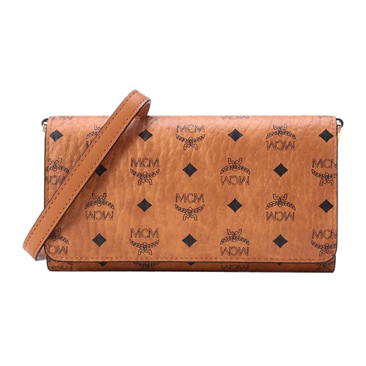 

New MCM Original Visetos Leather Crossbody Bags Unisex Brown & Cognac MXEBAVI03CO001 17.5*3.0*9.9CM