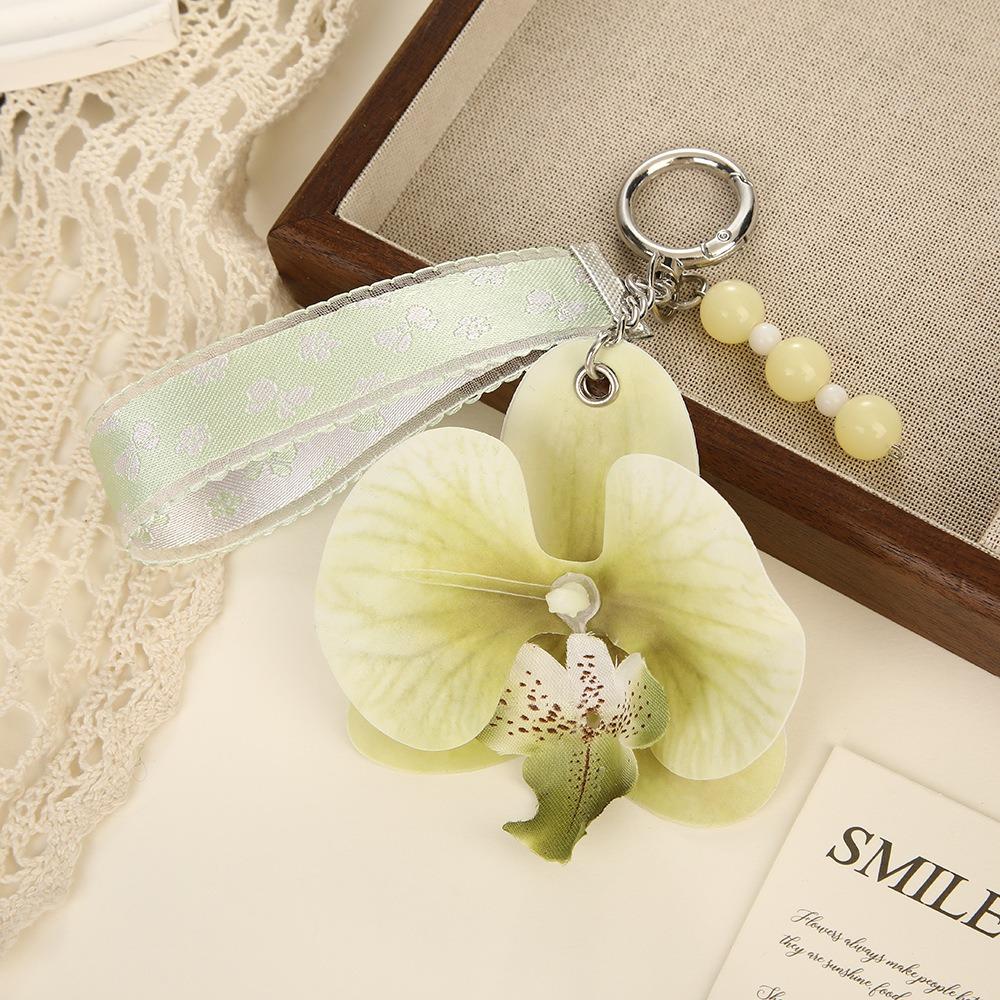 Färgglad Blommig Nyckelring Pärlor Väskhänge Ryggsäcksberlock Fjärilsorkidéhänge Barn