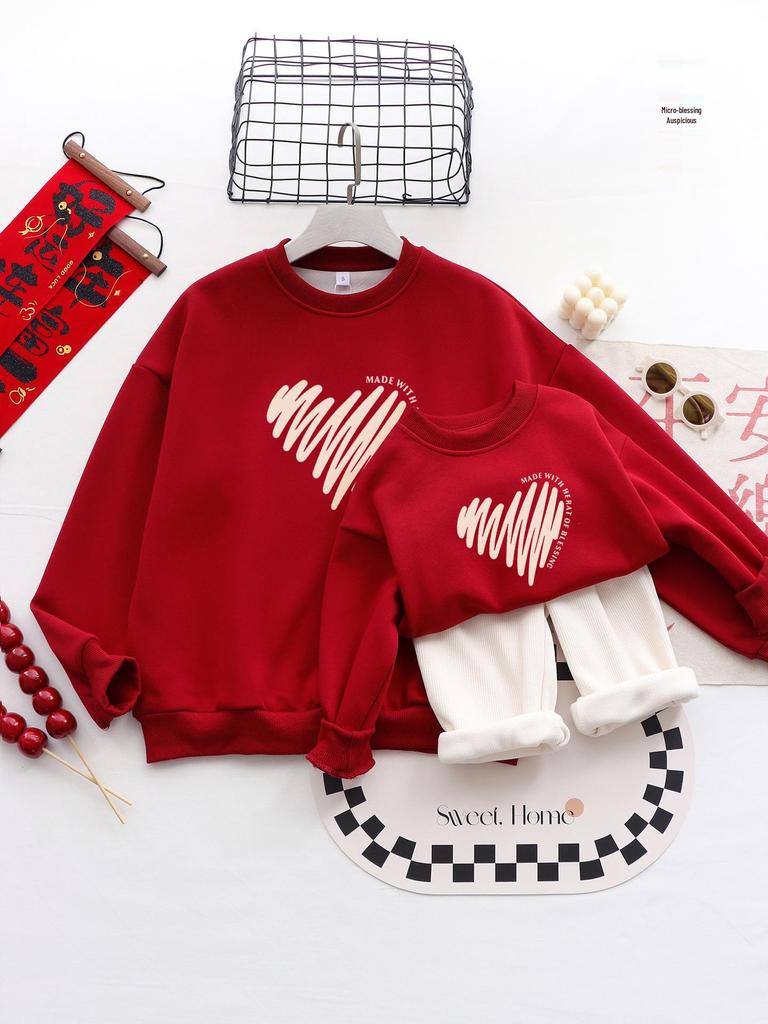2025 Winter Velvet Hoodie Family Set: Mother & Child Matching Outfits for Stylish 100-Day Photo Shoots