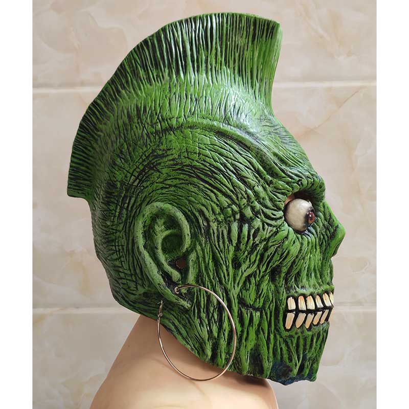 1pc Green Zombie Skull Mask, Halloween Mask, Haunted House Scene Layout, Scary and Scary Dress Up Props