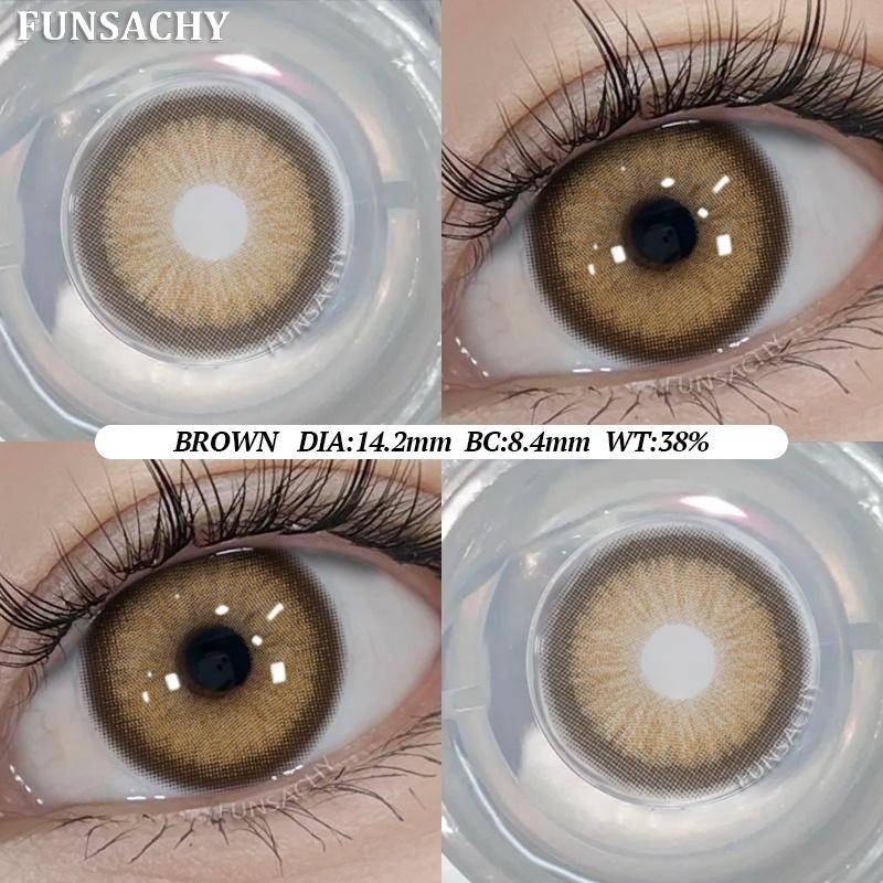 FUNSACHY Color Contacts 1Pair Natural Brown Korean Big Eye Contact Lenses for Eyes Beauty Gray Pupils Colored Soft Lens Yearly