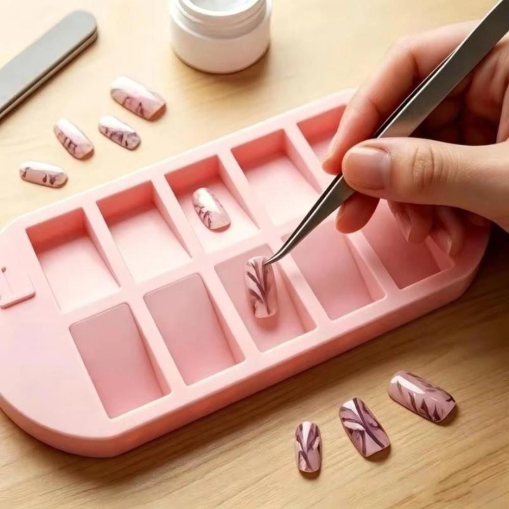 With L/R Mark Nail Tip Storage Tray 10 Grids Nail Art Storage Plate Nail Art Organizer  Nail Art