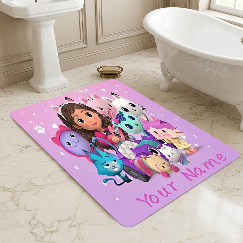 Custom Name Fairy Cat Dreams Living Room Non-Slip Area Rug Soft Carpet for Bedroom Kids Playroom Sofa Office Home Decor Doormat