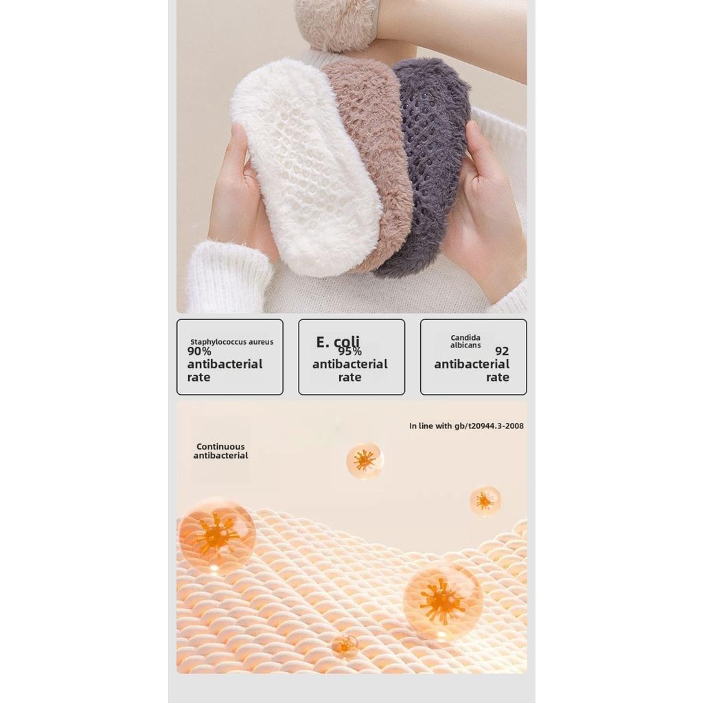 5-1 Pairs Winter Thick Coral Fleece Floor Socks, Men's and Women's Home Anti Slip Socks, Solid Color Boat Socks, Autumn and Winter Sleep Socks