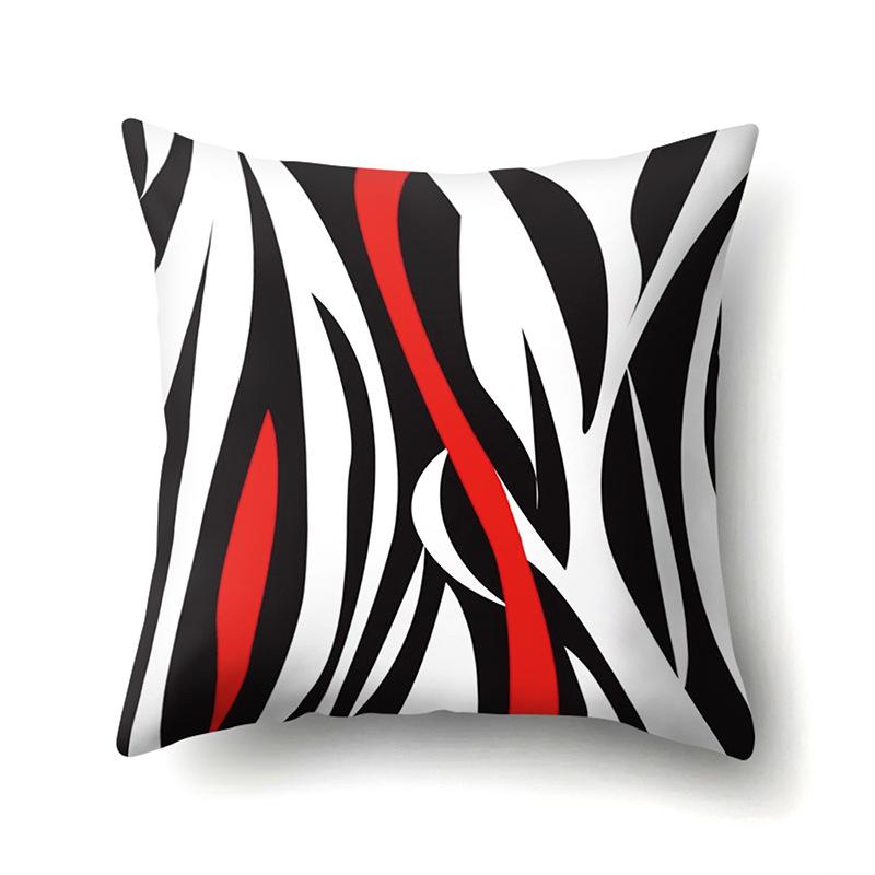 Polyester Pillow Case Car Black and Red Geometric Circle Lines Decorative Home Print Pillow Bedside Cushion Cover