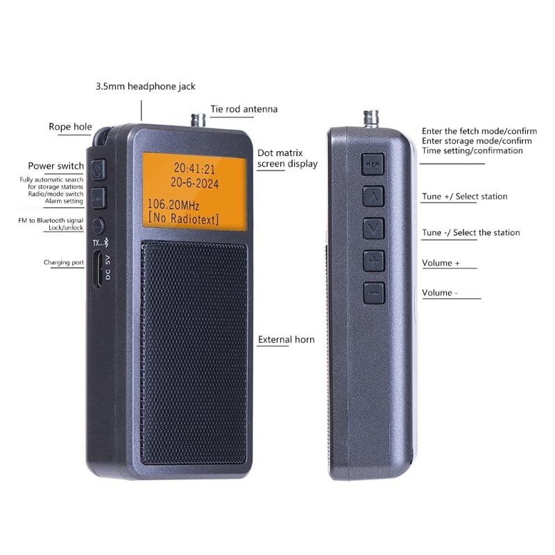 Digital RadioHandheld AM/FM/SW Band Radio with Backlights, Sleep Timer and Digital Alarm Clock for Outdoor Travel Use