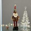 Christmas Plush Doll Plaid Standing Santa Snowman Reindeer Plush Figure with Retractable Legs for Xmas Holiday Party Fireplace Table Decor